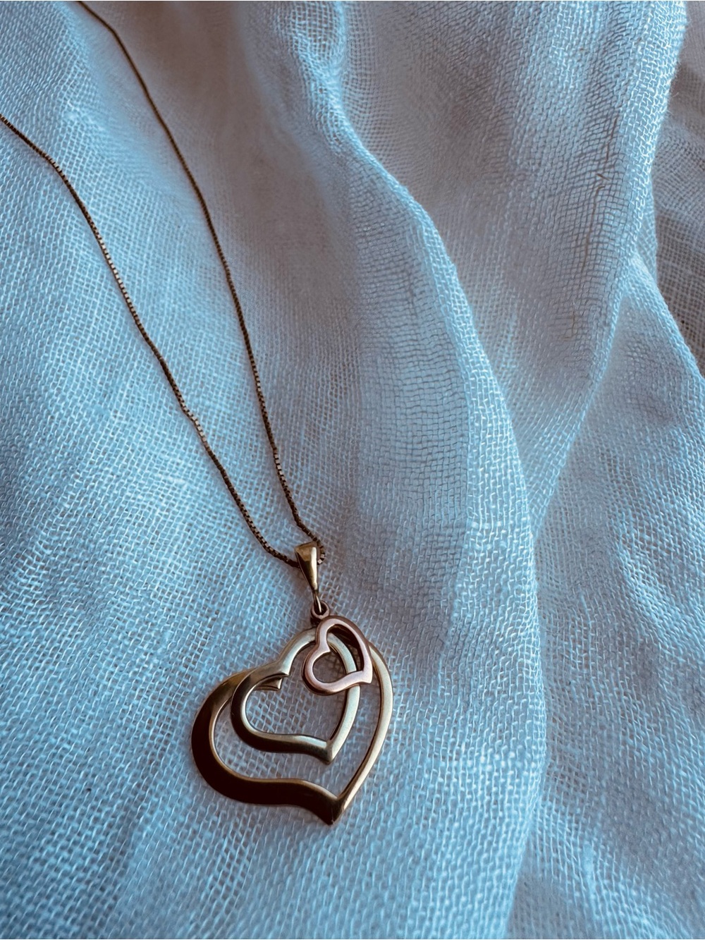14k Tri- Gold Heart Pendant Necklace - Women Jewelry